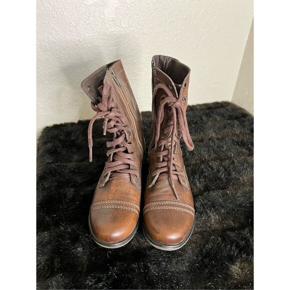 Steve Madden Women's Troopa Brown Leather Combat Boots sz: US 5 - Picture 2 of 5
